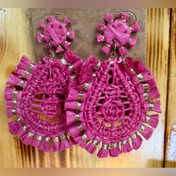 Plunder Pink and Gold Paisley Earrings - Picture 2 of 2